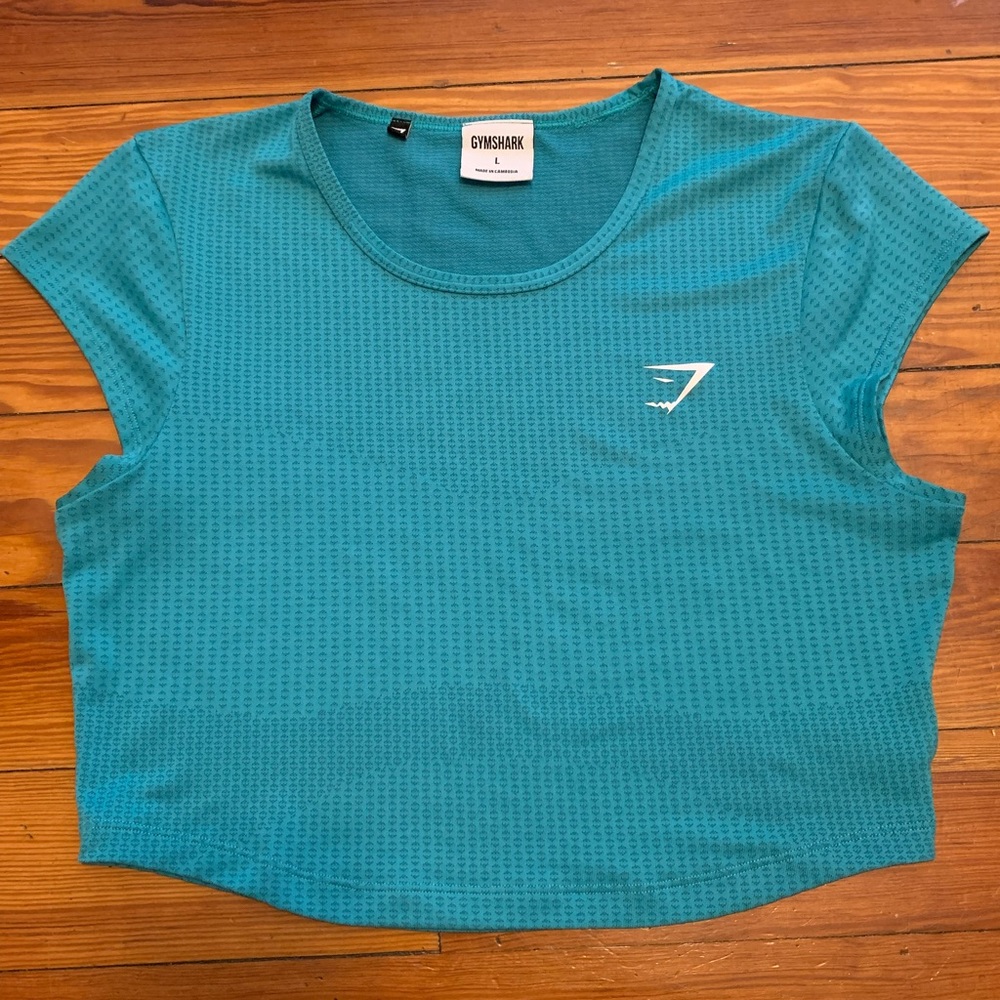 Gymshark Lightweight Short Sleeved Blue Crop Top size Large